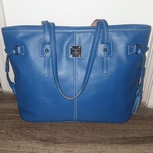 Dooney & Bourke Large Blue Leather Shopper Purse